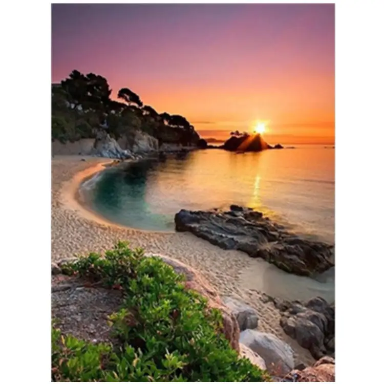 Explosive 5D Sunset Lake Water Diamond Painting Diy Living Room Bedroom Landscape Tree Bridge Cross Stitch Foreign Trade Amazon Hot Sale