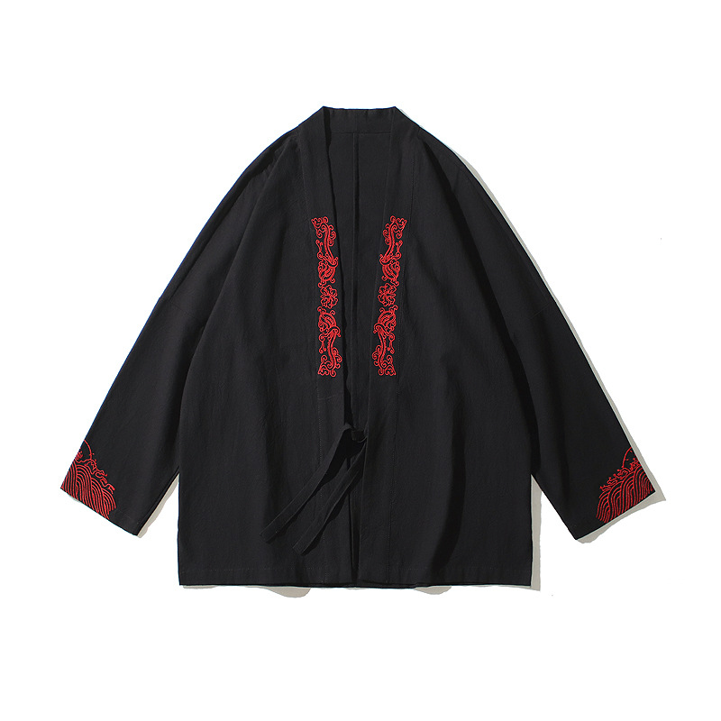 Title 6, Menx-Kimono cárdigan bordado para hombre, chaqu...