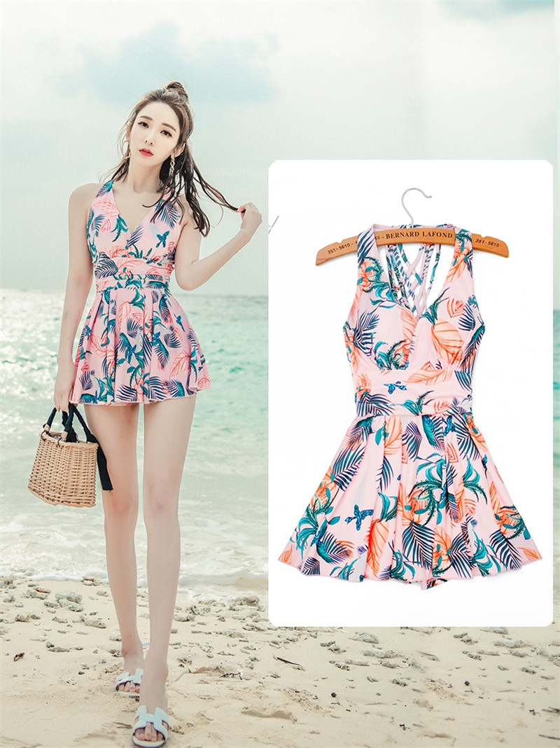 Hot Spring Cover Belly Slim Lady Conjoined Fairy Fan Sexy Swimsuit