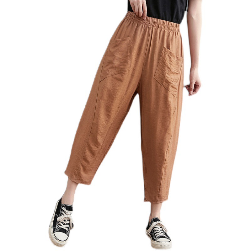 Summer Thin Literary Loose Large Size Women's Cotton And Linen Casual Pants