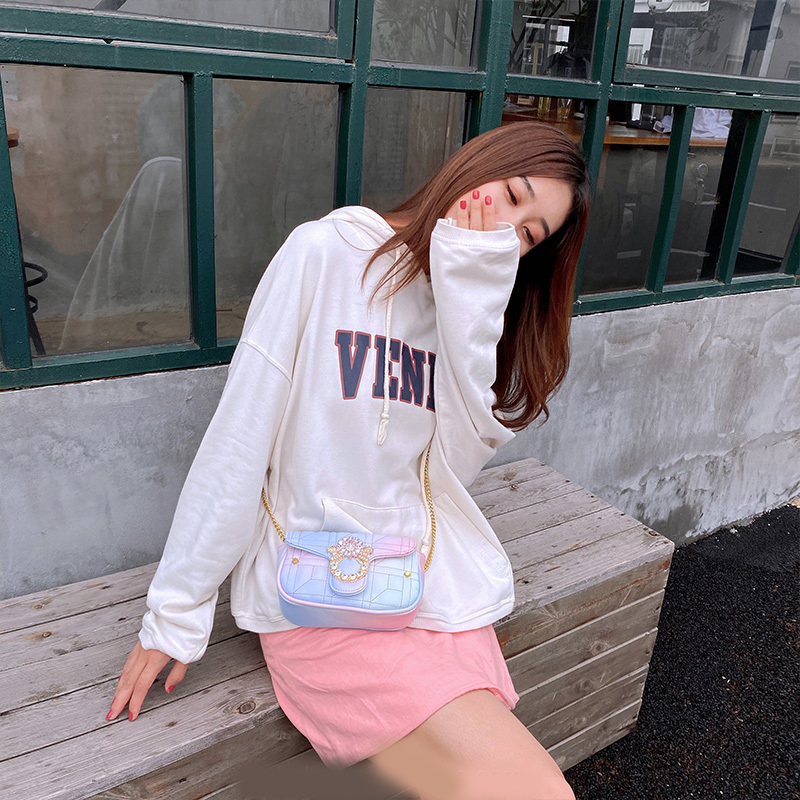 Small Fragrance Rhombus Chain Bag Female Rivet One Shoulder Messenger Rainbow Bag