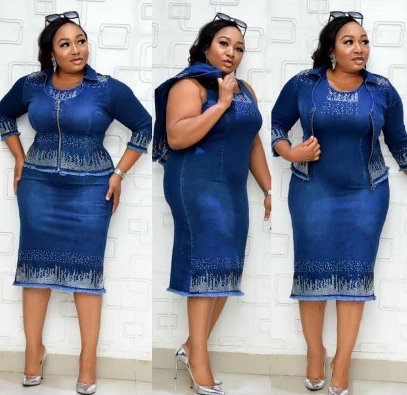 Casual Hot Rhinestone Washed Denim Zipper Jacket Suit