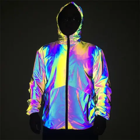 Men Reflective Hooded Jacket Casual Night Colorful Windbreaker Man