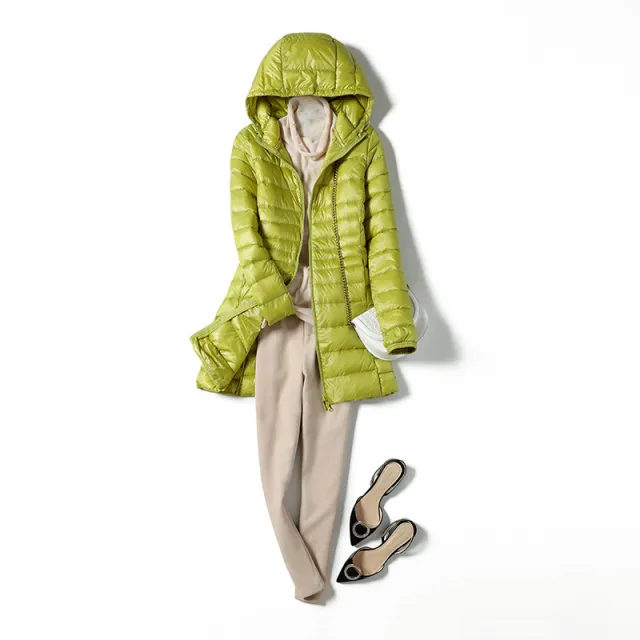 New Light And Thin Hooded Down Jacket Women Green - Shop at LoveMi