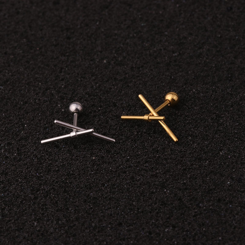 Creative Stainless Steel Ear Studs Inlaid with Zircon
