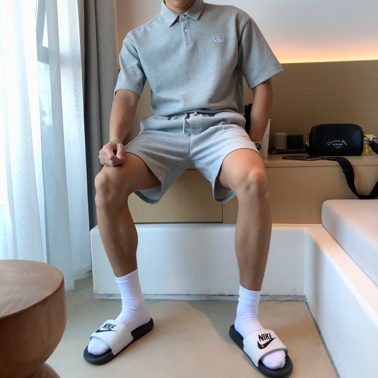 Loose Casual Cotton Sports Suit Polo Shirt Five-point Shorts