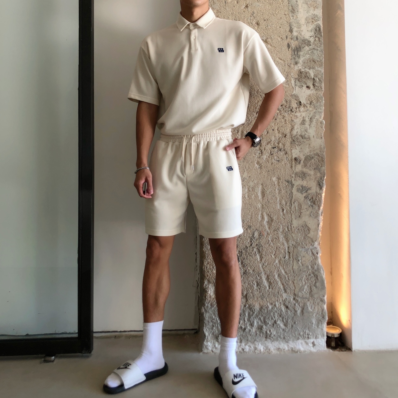 Loose Casual Cotton Sports Suit Polo Shirt Five-point Shorts