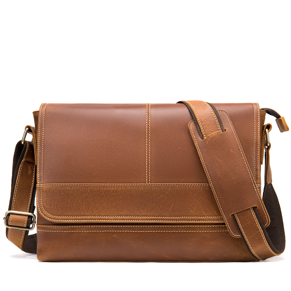 First Layer Cowhide Men's One-Shoulder Messenger Briefcase | ShopDecimals