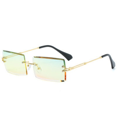 Title 5, Rimless Diamond Cut-Edge Sunglasses Square