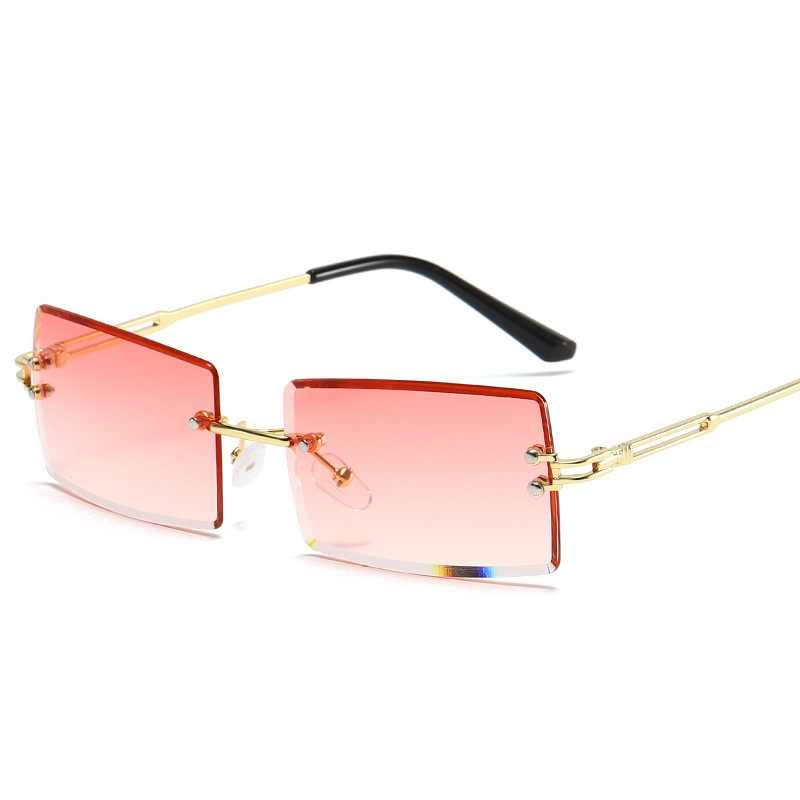 Title 4, Randlose, quadratische Sonnenbrille mit diamant...