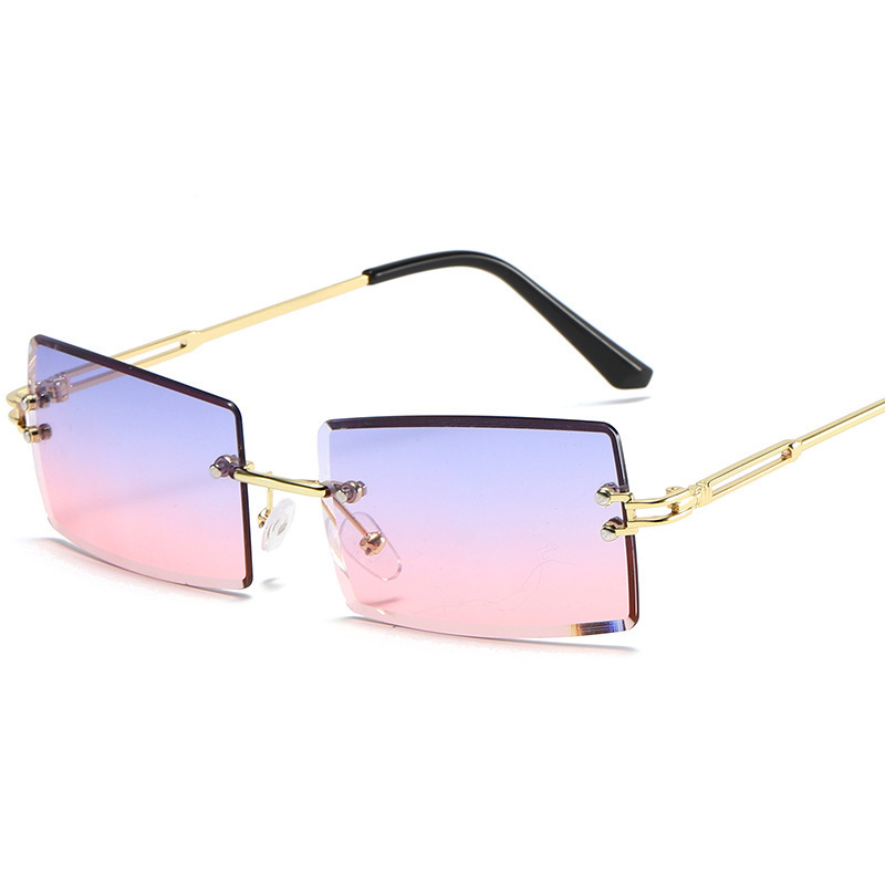 Title 8, Rimless Diamond Cut-Edge Sunglasses Square