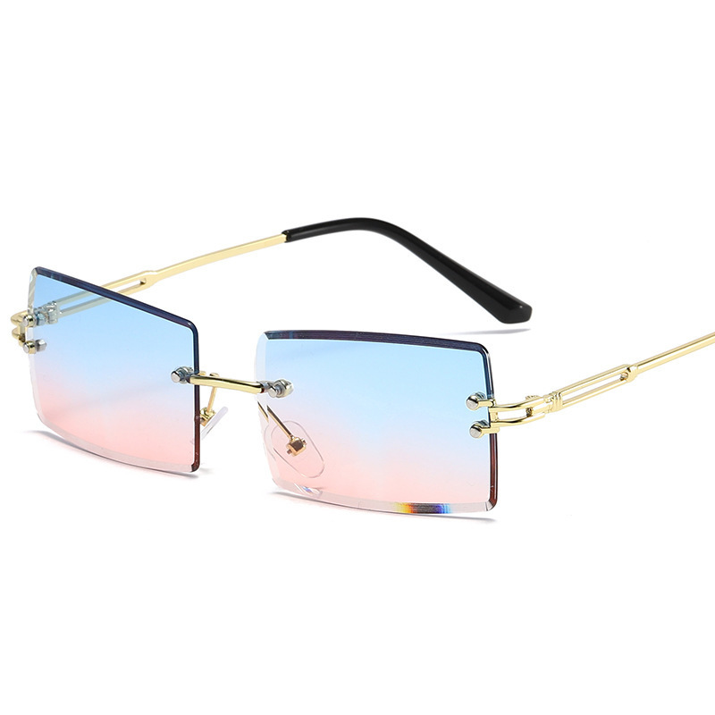 Title 9, Randlose, quadratische Sonnenbrille mit diamant...