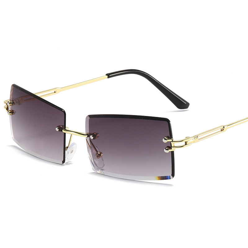 Title 10, Rimless Diamond Cut-Edge Sunglasses Square