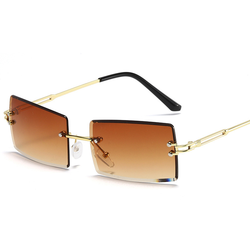 Title 12, Rimless Diamond Cut-Edge Sunglasses Square