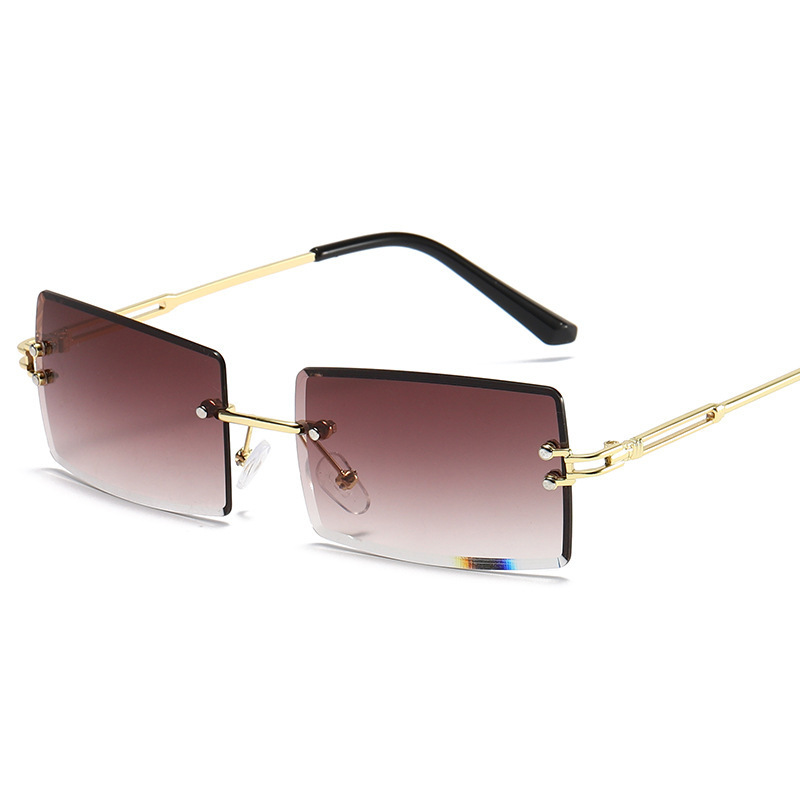 Title 11, Rimless Diamond Cut-Edge Sunglasses Square