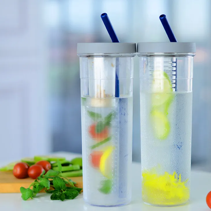Water Bottle Portable Fruit Infuser Water bottle Sports Lemon Juice Bottle Flip Lid for Kitchen Camping Travel Outdoor – image 5