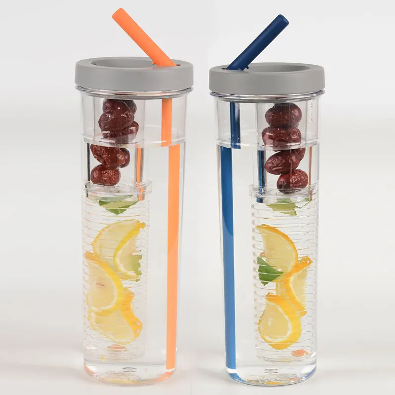 Water Bottle Portable Fruit Infuser Water bottle Sports Lemon Juice Bottle Flip Lid for Kitchen Camping Travel Outdoor – image 3