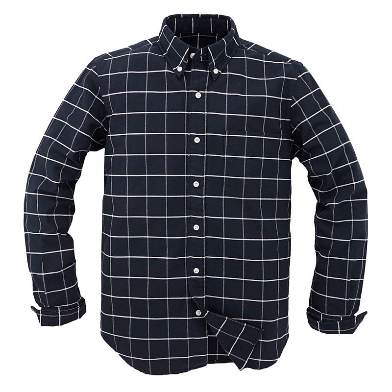 Men's Plaid White Long Sleeve Trendy Spring Summer Top