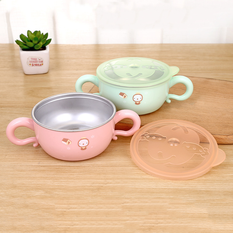 Fall Insulation Bowl Baby Double-Layer Insulation Bowl Baby Food Supplement Bowl