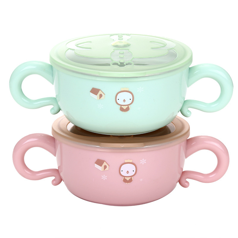 Fall Insulation Bowl Baby Double-Layer Insulation Bowl Baby Food Supplement Bowl