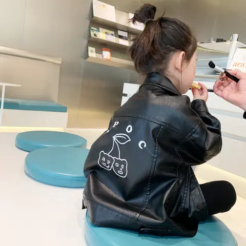 Girls and Boys Handsome Leisure Motorcycle Leather Jackets