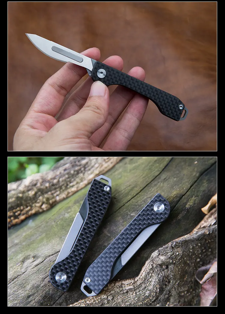 Carbon Fiber Box Knife with Cut Rope Engraving Mini