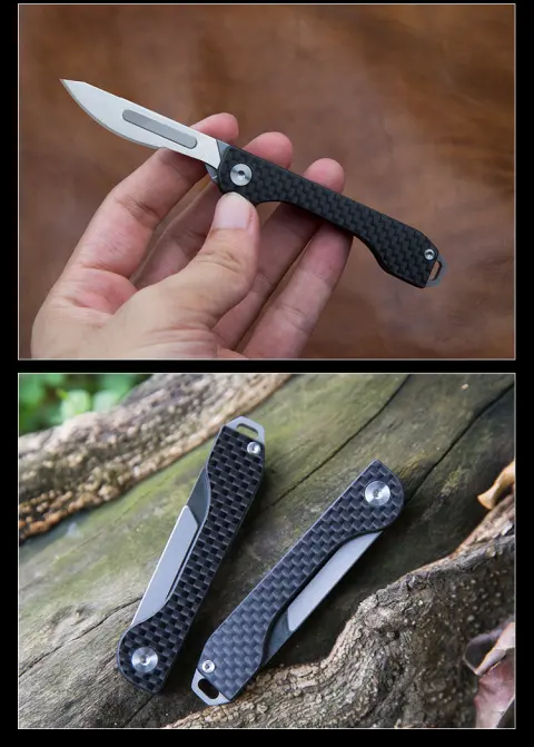 Carbon Fiber Box Knife with Cut Rope Engraving Mini