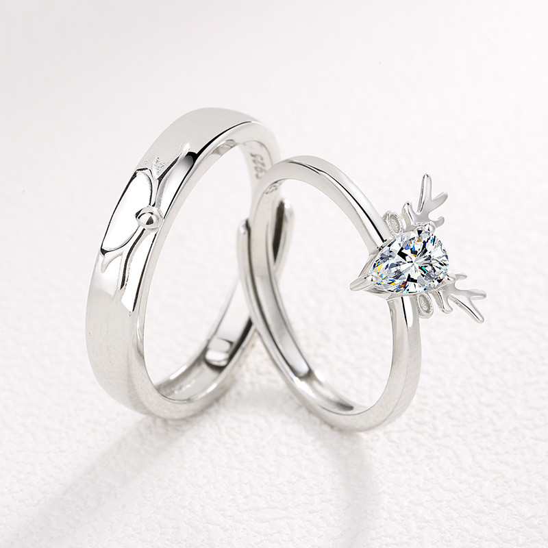S925 Silver Antler Couple Ring Yilu Has You Sen Series Korean Version Of The Ring