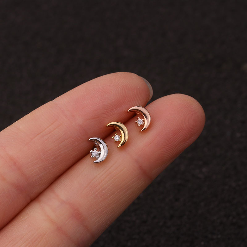 Earrings Creative Inlaid Zircon Ear Bone Studs Stainless Steel