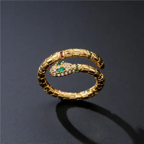 Fashion Gold Color Snake Ring for Women Girl Adjustable