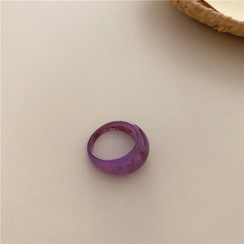 Colorful Resin Jewelry Commuter Geometric Ring One Size