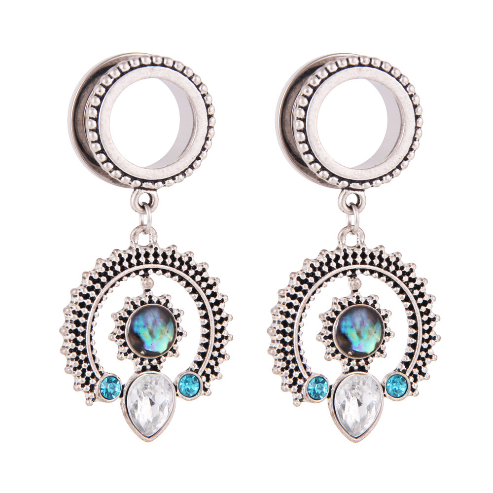 2pcs Steel Helix Dangle Ear Plugs and Tunnels Crystal Ear Expander Piercing Ear Gauges Ear Stretchers Body Jewelry Piercings