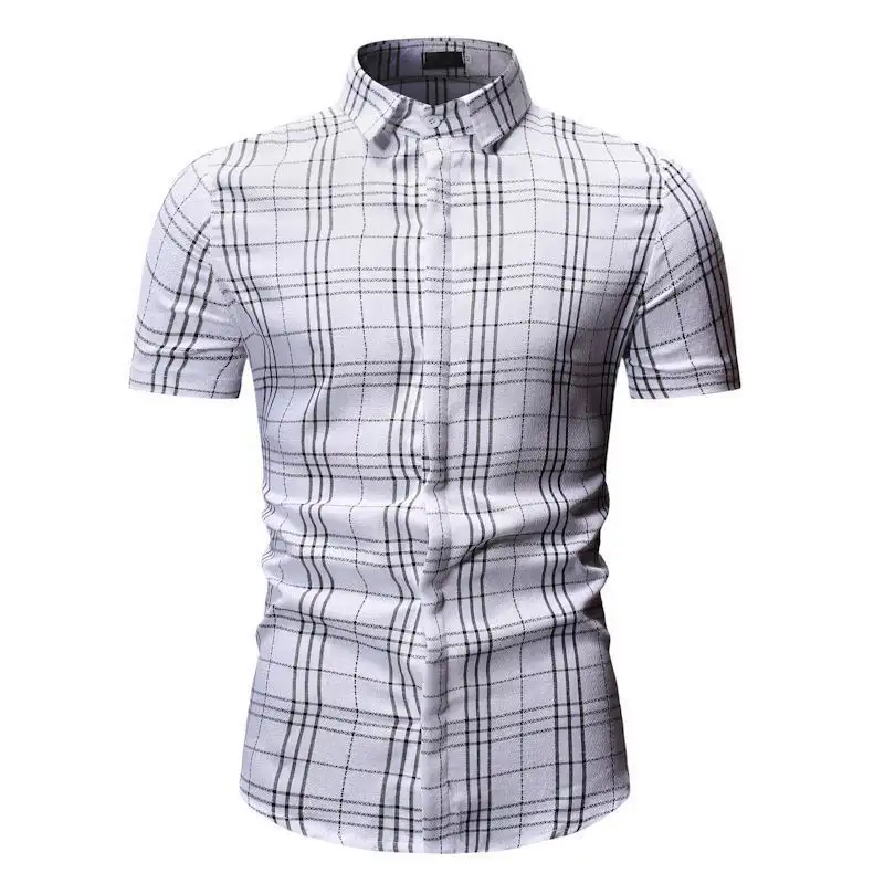 Men's Shirt Casual Plaid Short-sleeved Shirt