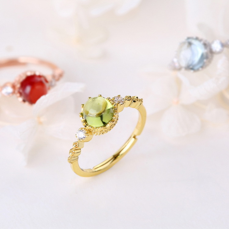 Love As Beautiful As Colorful Silver Jewelry, Peridot Topaz Garnet Live Ring Ring, Vintage Lace Hollow Bracelet