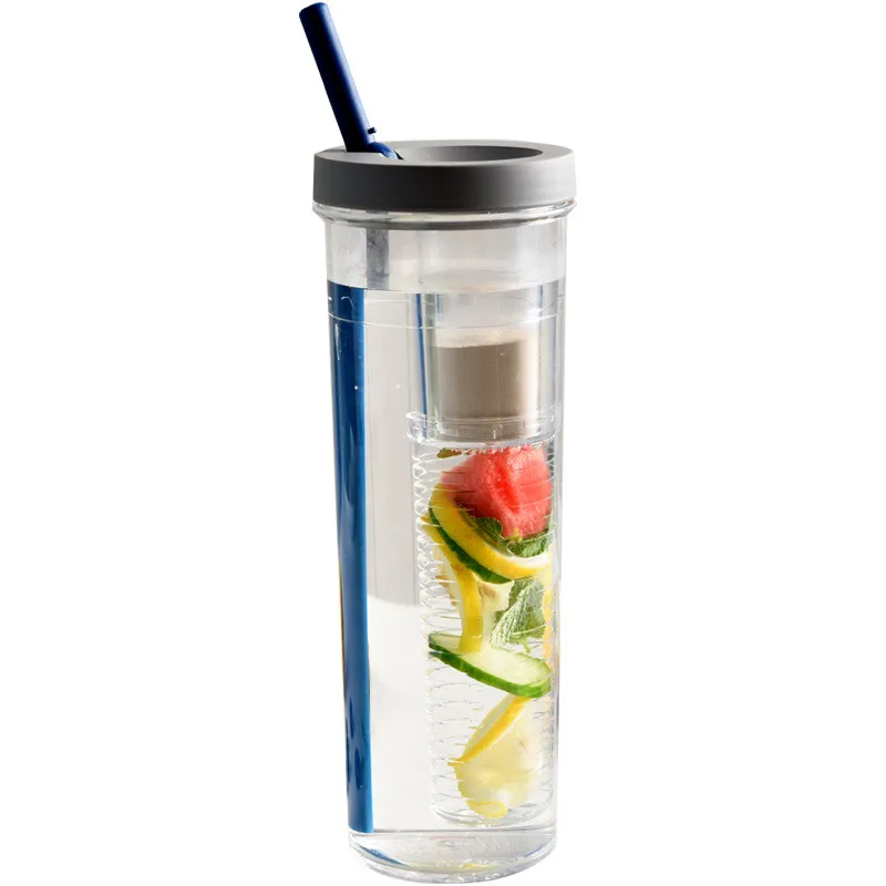 Water Bottle Portable Fruit Infuser Water bottle Sports Lemon Juice Bottle Flip Lid for Kitchen Camping Travel Outdoor – image 2