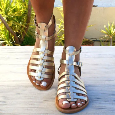 Student Women's Flat Hollow Sandals Gold - Shop at LoveMi
