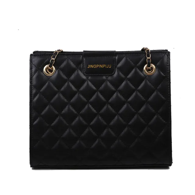 Fashion All match Rhombus Embroidery Thread Chain Bag Black - Shop at LoveMi