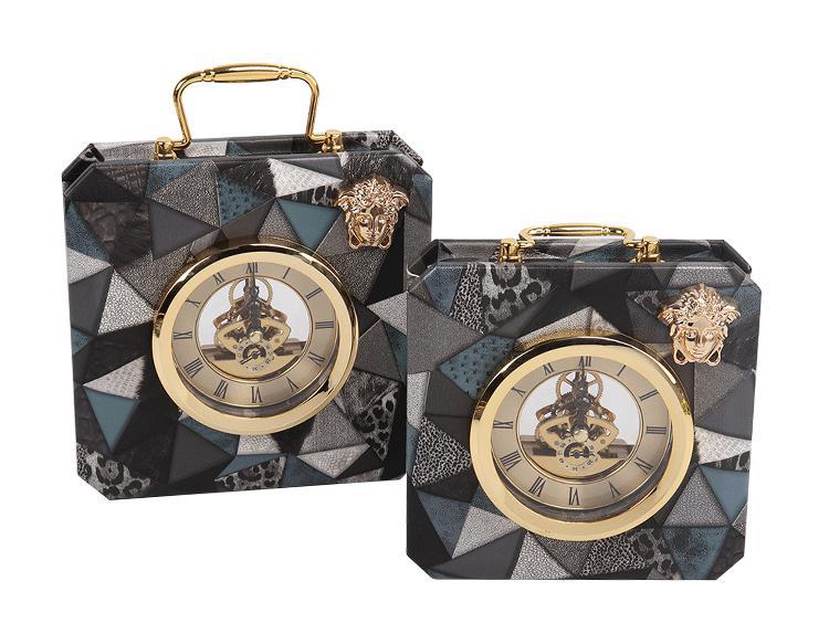 Modern and square leather metal clock ornaments clock desk