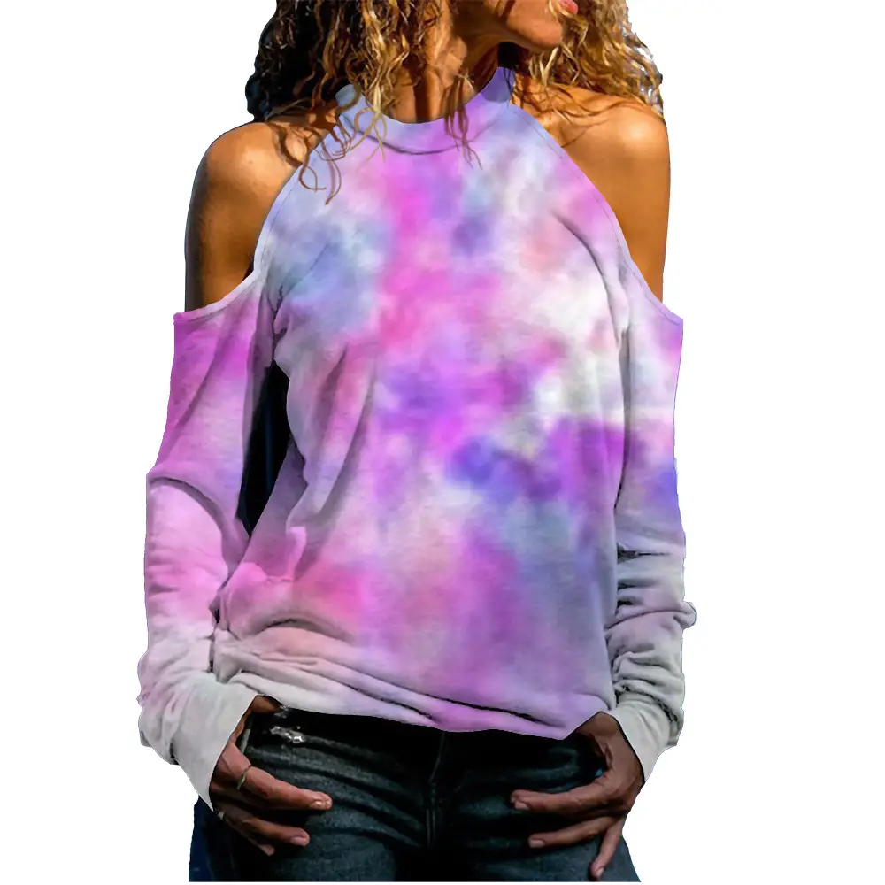Ladies Printed Sexy Off Shoulder Sweatshirt