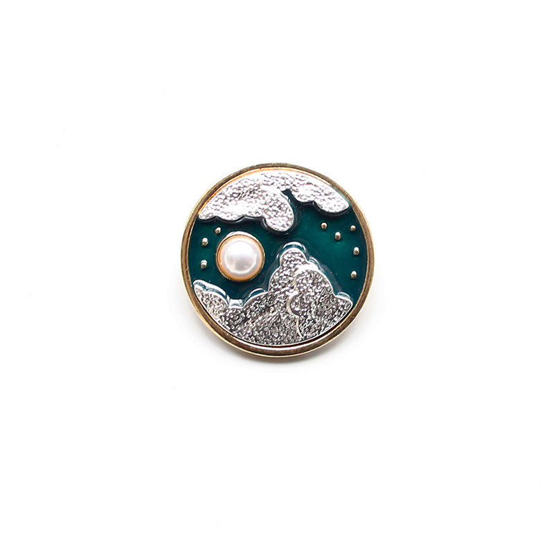 Chinese Style Retro Brooch Palace Sun Moon Couple Cardigan Pin