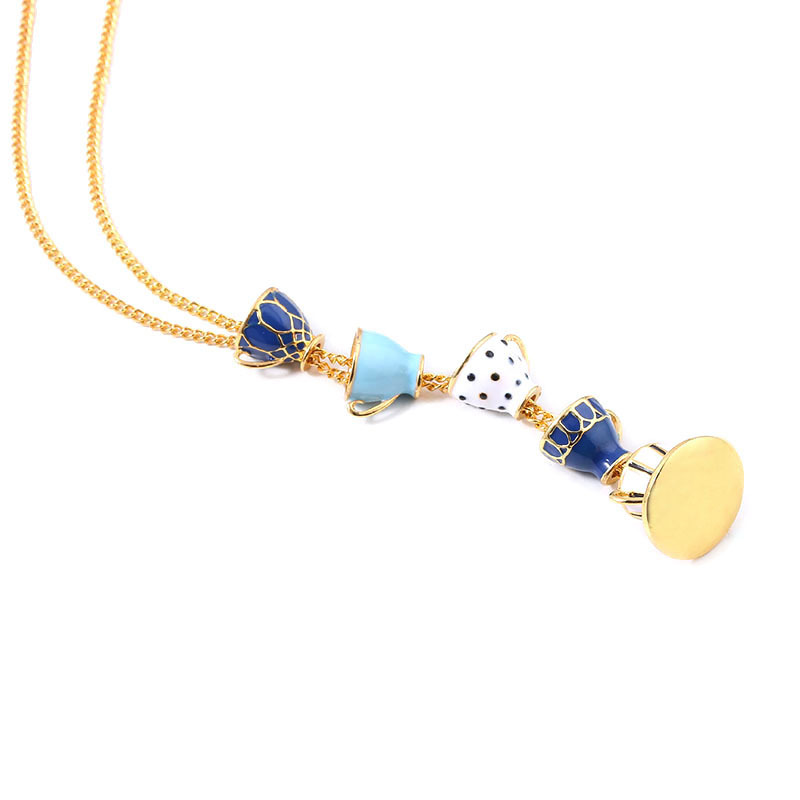 Creative Enamel Glaze Teacup Necklace