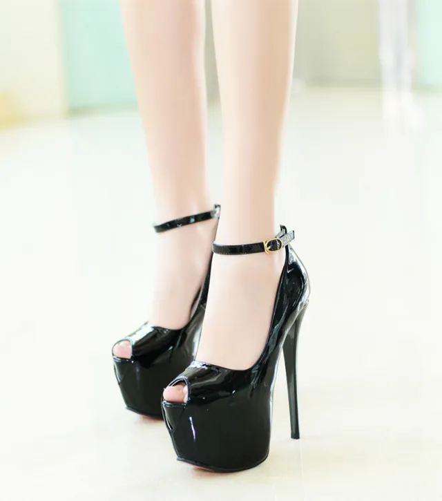 Super High Heel Waterproof Platform Fish Mouth Women Sandals Black - Shop at LoveMi