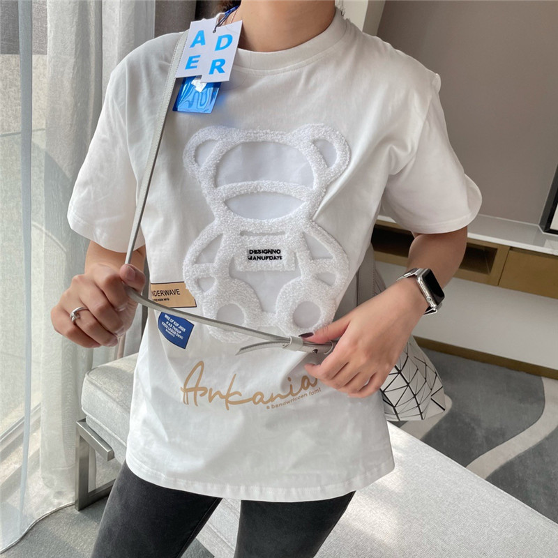 Straight Ins Tide Three-dimensional Plush Bear T-shirt Top