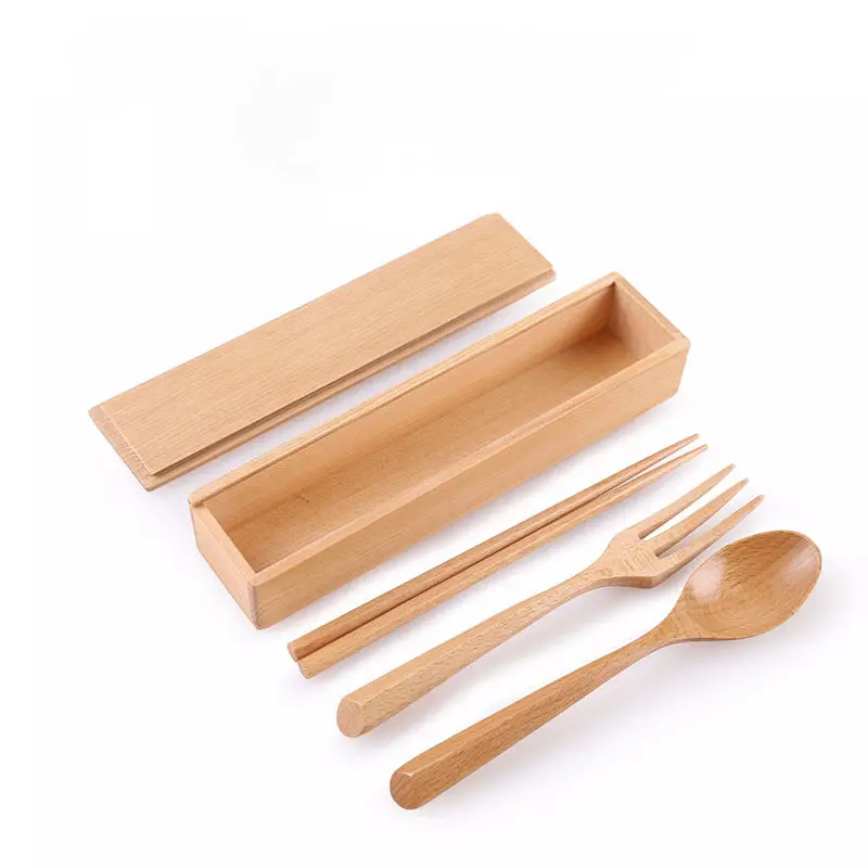 Japanese-style Simple Solid Wood Chopsticks A Pair Of Single With Box Retro Portable Chopsticks Box Travel Tableware Storage Box