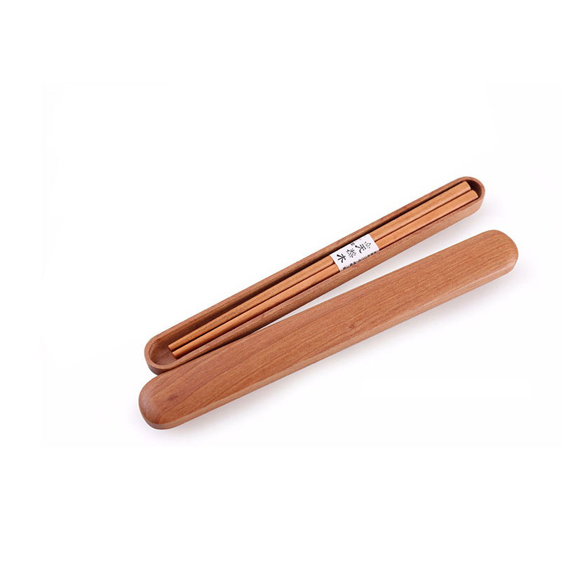 Japanese-style Simple Solid Wood Chopsticks A Pair Of Single With Box Retro Portable Chopsticks Box Travel Tableware Storage Box