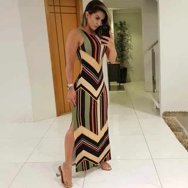 New Slim Dress Sexy Split Long Skirt Cross BorderSleeveless Dress Women Picture Color M - Shop at LoveMi