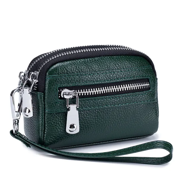 Ladies Mini Double Zipper Multifunctional Coin Purse Green - Shop at LoveMi