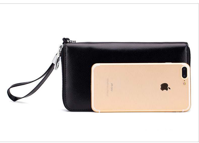 Кожаный длинный кошелек Кожаный кошелек Мужской клатч Сумка-клатч на молнии