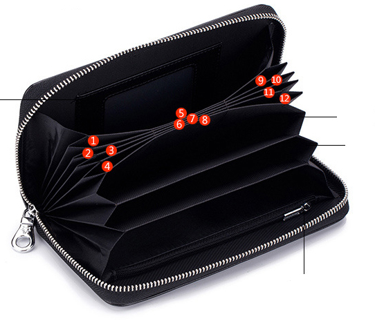 Кожаный длинный кошелек Кожаный кошелек Мужской клатч Сумка-клатч на молнии