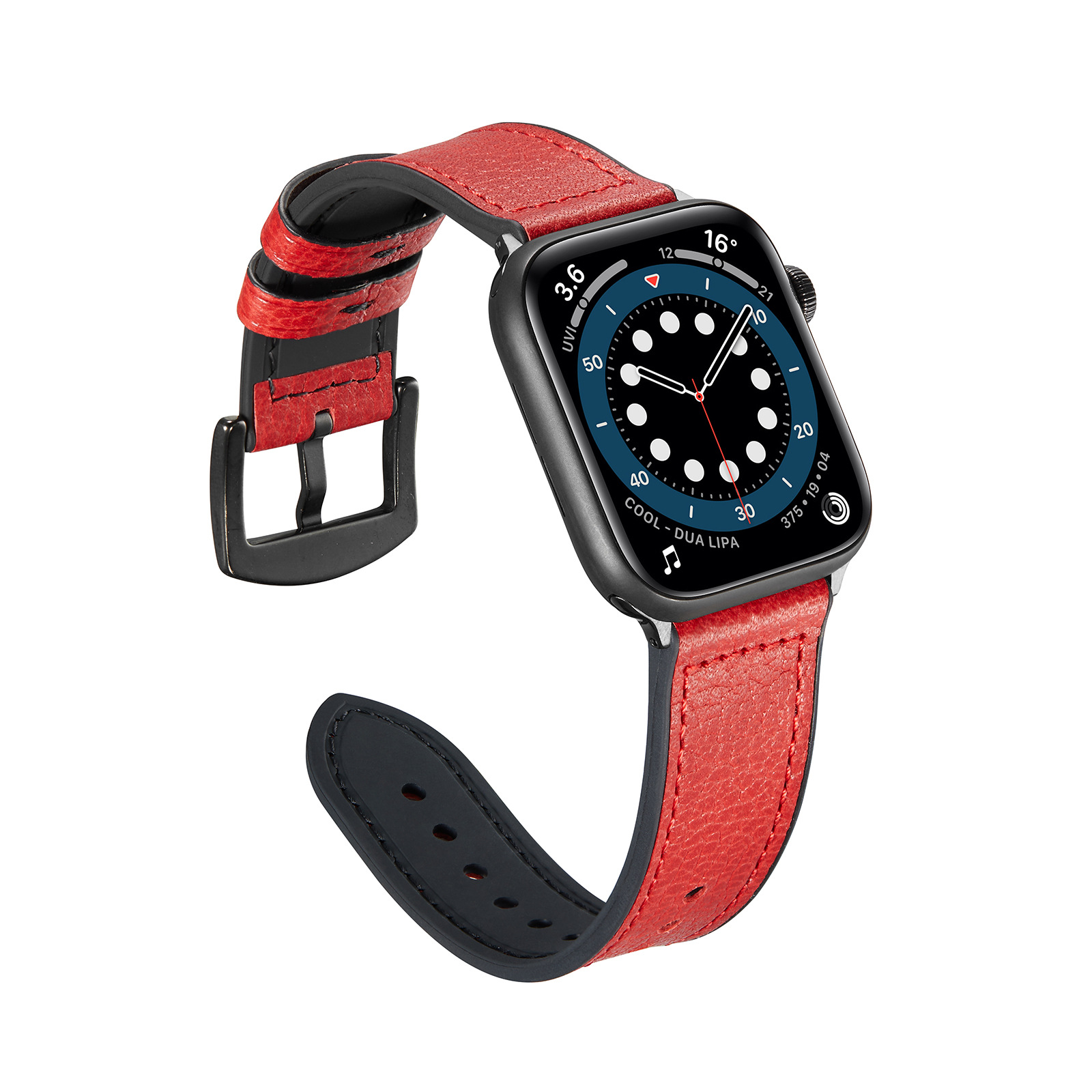 Compatible with Apple, Suitable For Apple Iwatch SE Strap Lychee Pattern Oil Wax Leather Strap New Silicone Leather Strap